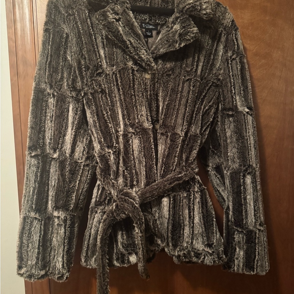 Kensie Faux Fur Teddy Jacket - Gray